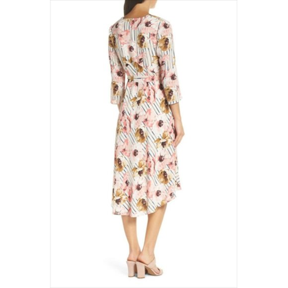 CHARLES HENRY Floral High-Low Wrap Dress - Picture 6 of 7